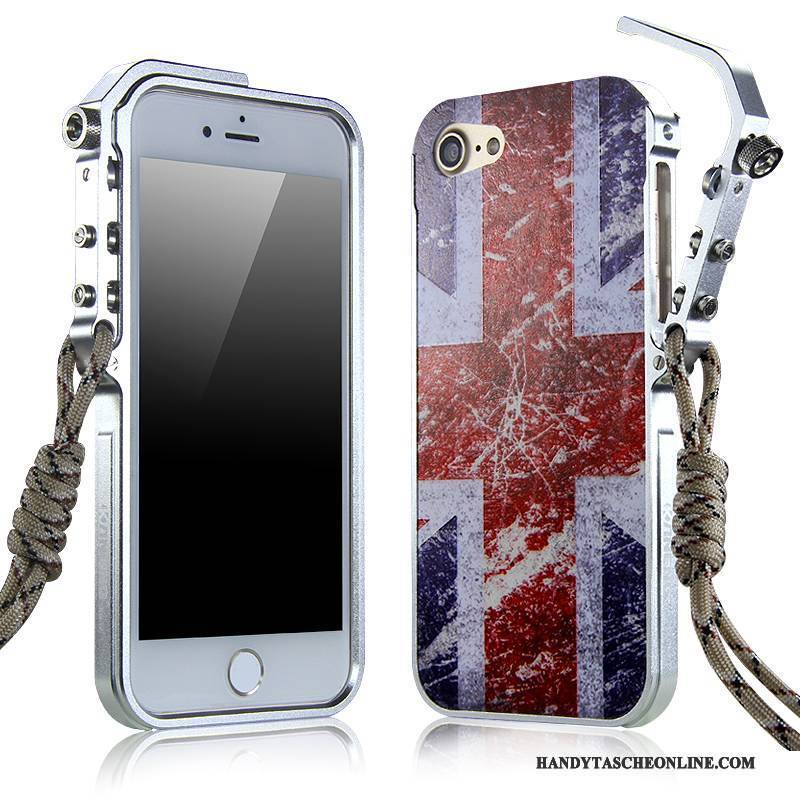 Hülle iPhone 7 Metall Trend Handyhüllen, Case iPhone 7 Schutz Grenze Rot