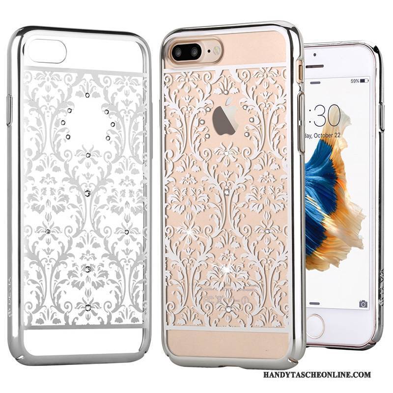 Hülle iPhone 7 Plus Strass Rosa Gold, Case iPhone 7 Plus Taschen Handyhüllen Weiß