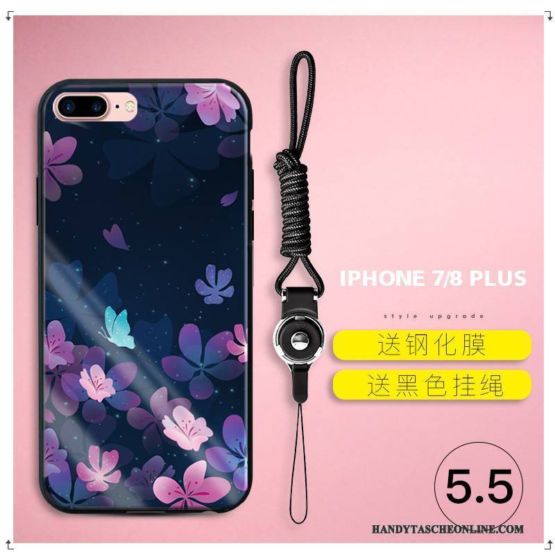 Hülle iPhone 7 Plus Weiche Blumen Anti-sturz, Case iPhone 7 Plus Silikon Glas Handyhüllen