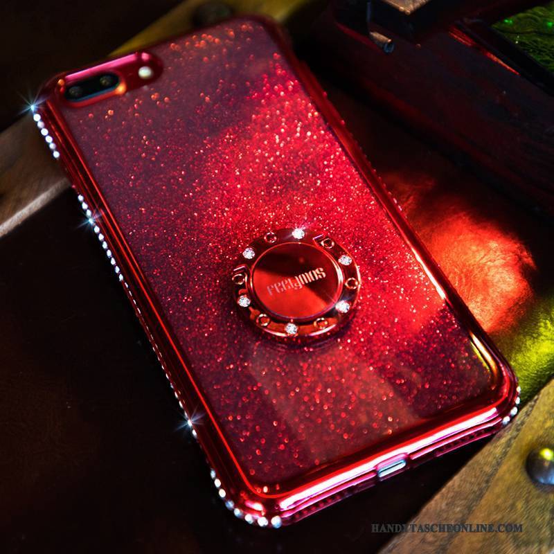 Hülle iPhone 7 Strass Trendmarke Ring, Case iPhone 7 Silikon Rot Handyhüllen