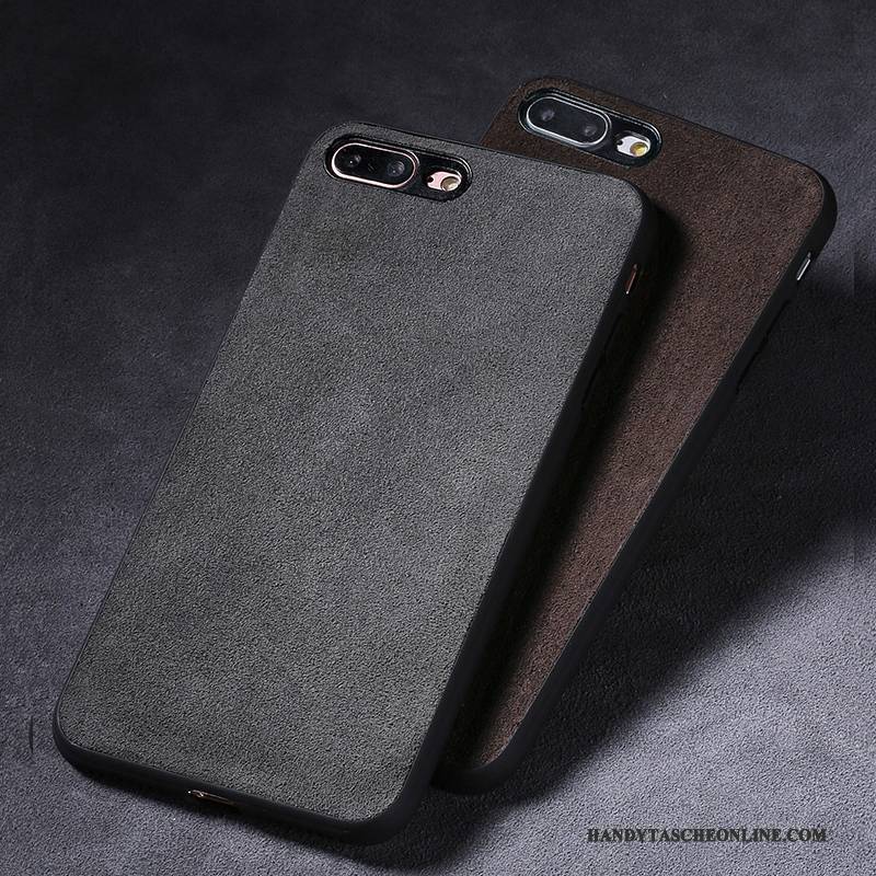 Hülle iPhone 7 Taschen Anti-sturz Handyhüllen, Case iPhone 7 Leder Grau Persönlichkeit