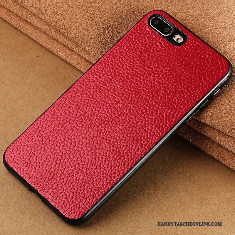 Hülle iPhone 8 Lederhülle Rot Persönlichkeit, Case iPhone 8 Taschen Braun Handyhüllen