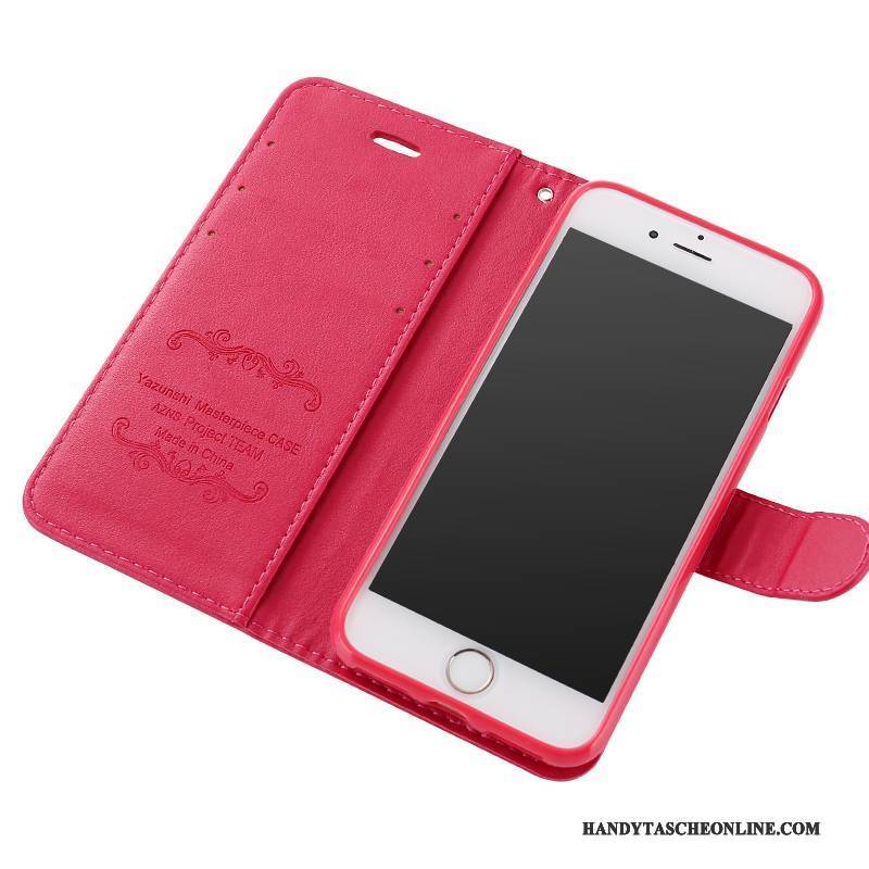 Hülle iPhone 8 Plus Folio Rot Handyhüllen, Case iPhone 8 Plus Lederhülle Anti-sturz