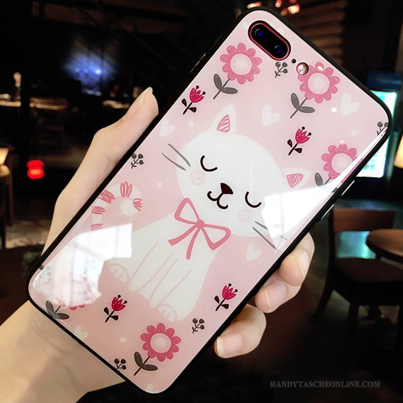 Hülle iPhone 8 Plus Karikatur Trendmarke Glas, Case iPhone 8 Plus Kreativ Rosa Persönlichkeit