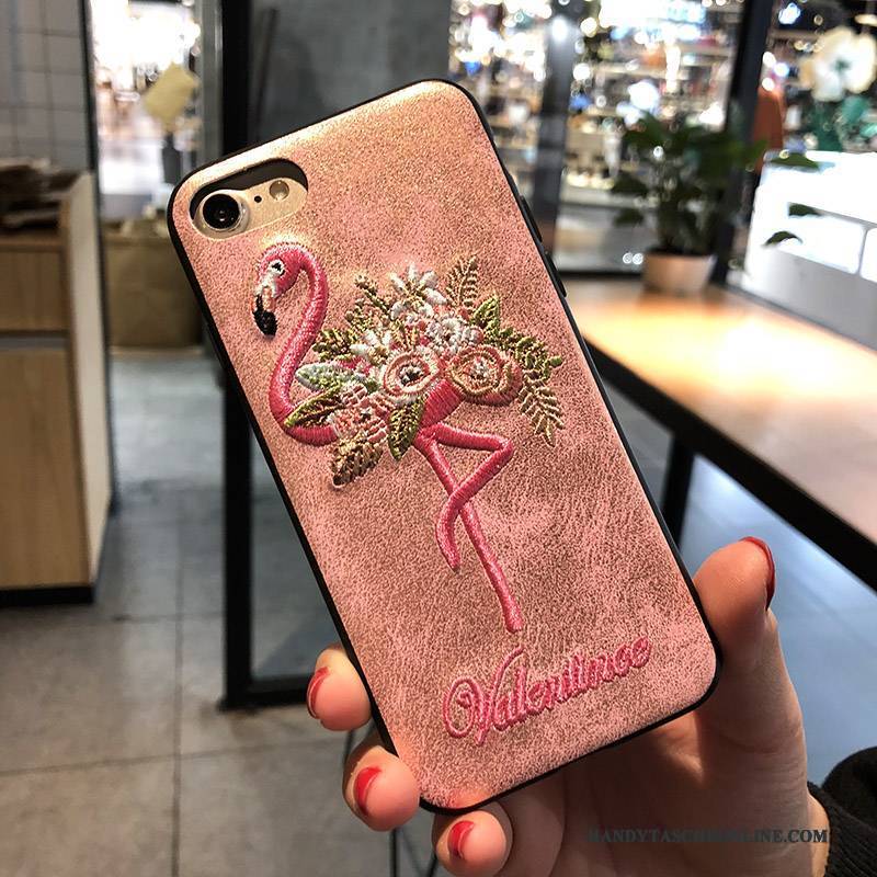 Hülle iPhone 8 Plus Kreativ Stickerei Neu, Case iPhone 8 Plus Rosa Handyhüllen