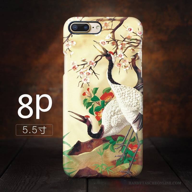 Hülle iPhone 8 Plus Kunst Gelb, Case iPhone 8 Plus Kran Trend