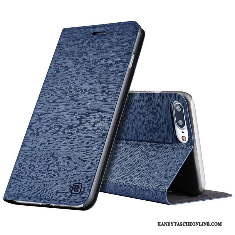 Hülle iPhone 8 Plus Lederhülle Handyhüllen Trend, Case iPhone 8 Plus Folio Blau Anti-sturz