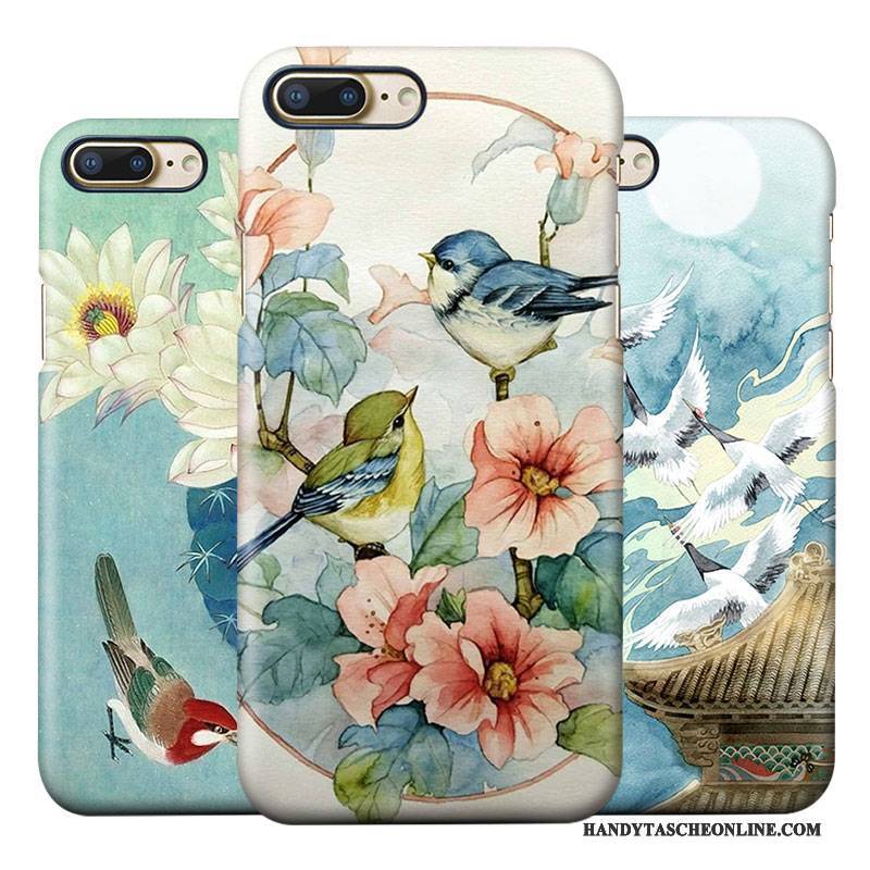 Hülle iPhone 8 Plus Retro Blau Anti-sturz, Case iPhone 8 Plus Kunst Wind