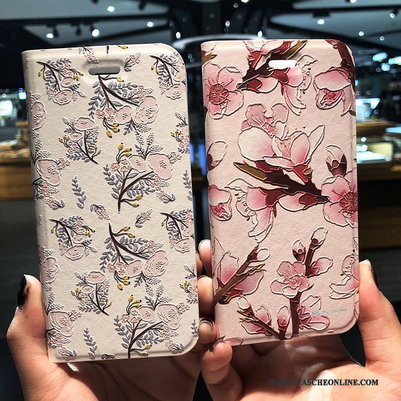 Hülle iPhone 8 Plus Schutz Handyhüllen Rosa, Case iPhone 8 Plus Lederhülle