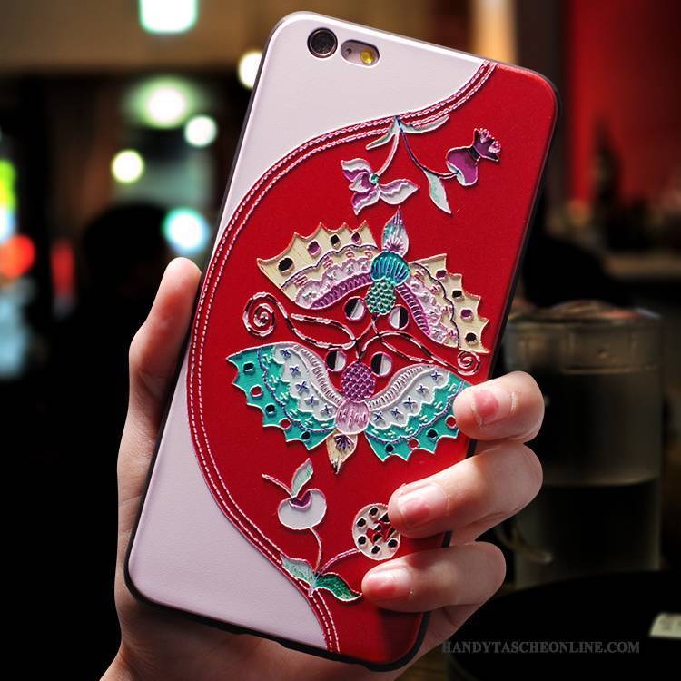 Hülle iPhone 8 Plus Taschen Persönlichkeit Handyhüllen, Case iPhone 8 Plus Silikon Rot Chinesische Art