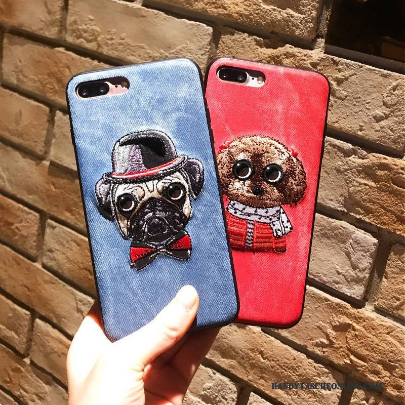 Hülle iPhone 8 Plus Taschen Rot Anti-sturz, Case iPhone 8 Plus Karikatur Hund Niedliche