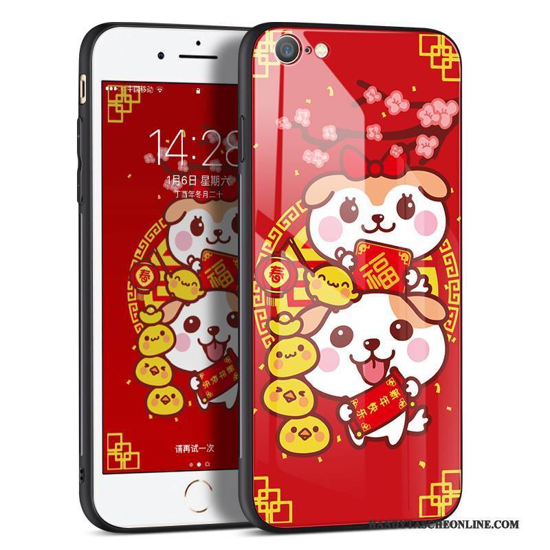 Hülle iPhone 8 Plus Taschen Rot Hund, Case iPhone 8 Plus Katzen Glas