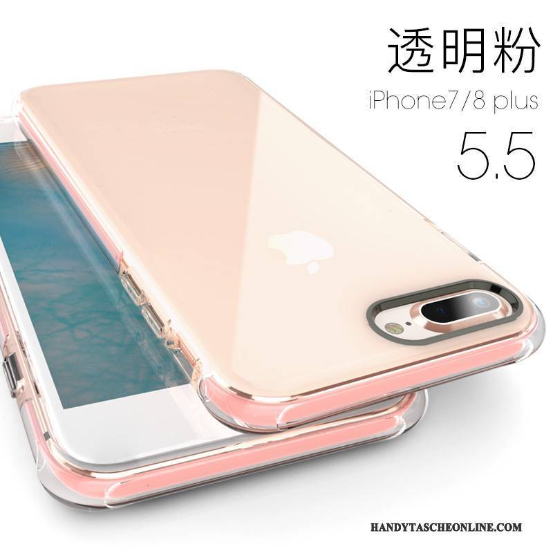 Hülle iPhone 8 Plus Taschen Transparent Rosa, Case iPhone 8 Plus Weiche Handyhüllen Anti-sturz