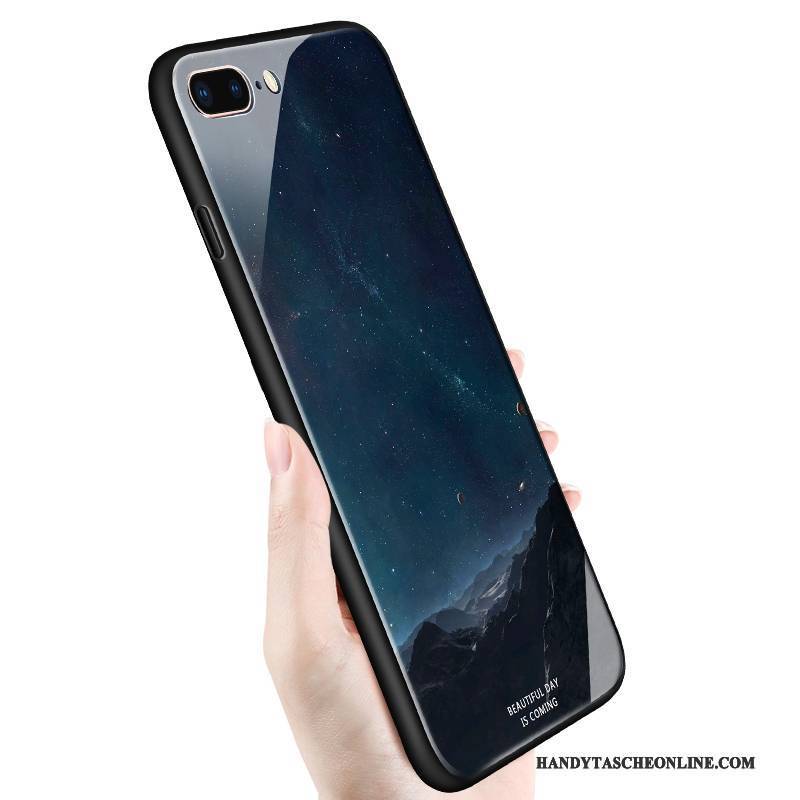 Hülle iPhone 8 Plus Weiche Handyhüllen Blau, Case iPhone 8 Plus Sternenhimmel Glas