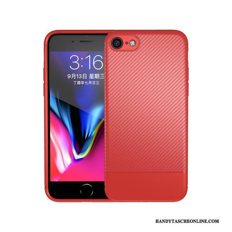 Hülle iPhone 8 Silikon Elegant Rot, Case iPhone 8 Taschen Trend Schwarz