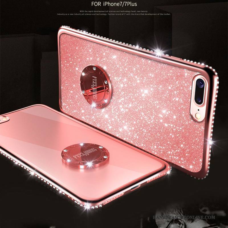 Hülle iPhone 8 Strass Grün Gold, Case iPhone 8 Rot Rosa