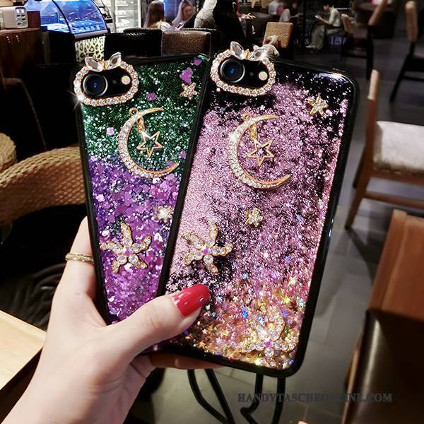 Hülle iPhone 8 Taschen Monat Rosa, Case iPhone 8 Hängende Verzierungen Treibsand