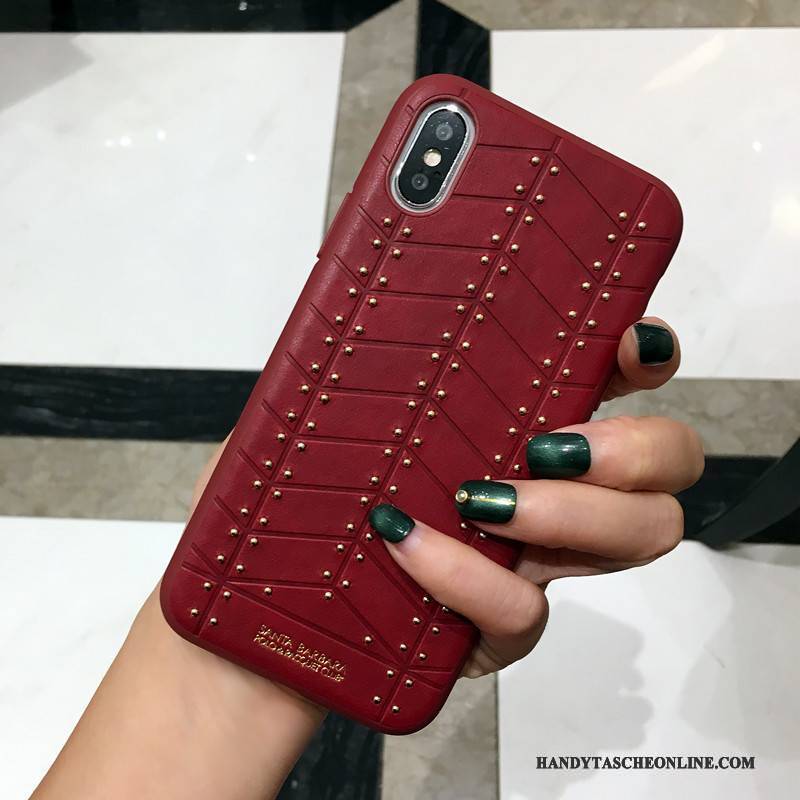 Hülle iPhone X Lederhülle Anti-sturz Schönheit, Case iPhone X Leder Weinrot Neu