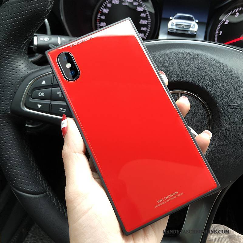 Hülle iPhone X Luxus Neu Glas, Case iPhone X Silikon Stern Rot