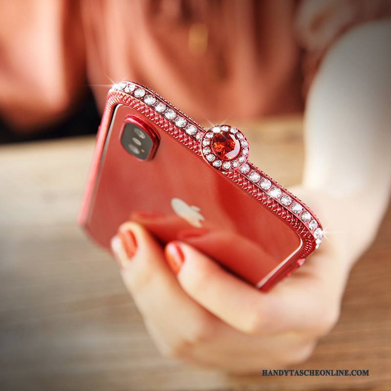 Hülle iPhone X Metall Handyhüllen Anti-sturz, Case iPhone X Strass Neu Rot