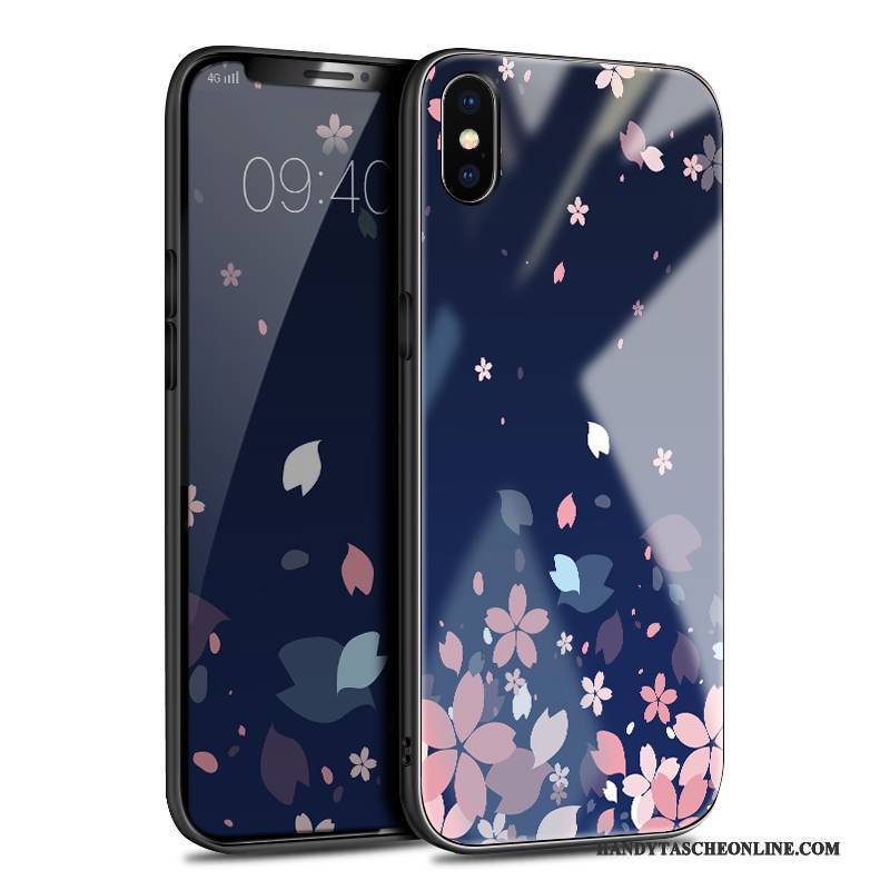 Hülle iPhone X Silikon Schwarz Neu, Case iPhone X Taschen Glas Trend