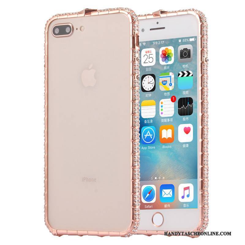 Hülle iPhone X Strass Gold Anti-sturz, Case iPhone X Metall Grenze Handyhüllen