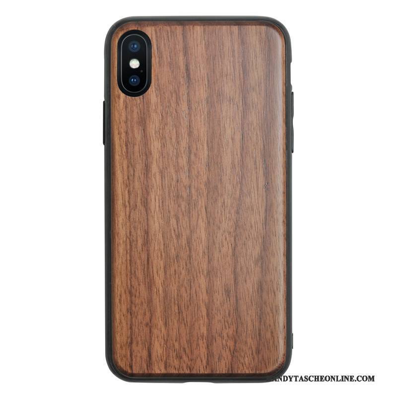 Hülle iPhone X Taschen Anti-sturz Handyhüllen, Case iPhone X Aus Holz Holz Pu