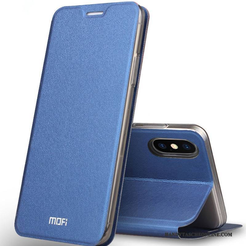 Hülle iPhone X Taschen Handyhüllen Blau, Case iPhone X Folio Trend Anti-sturz