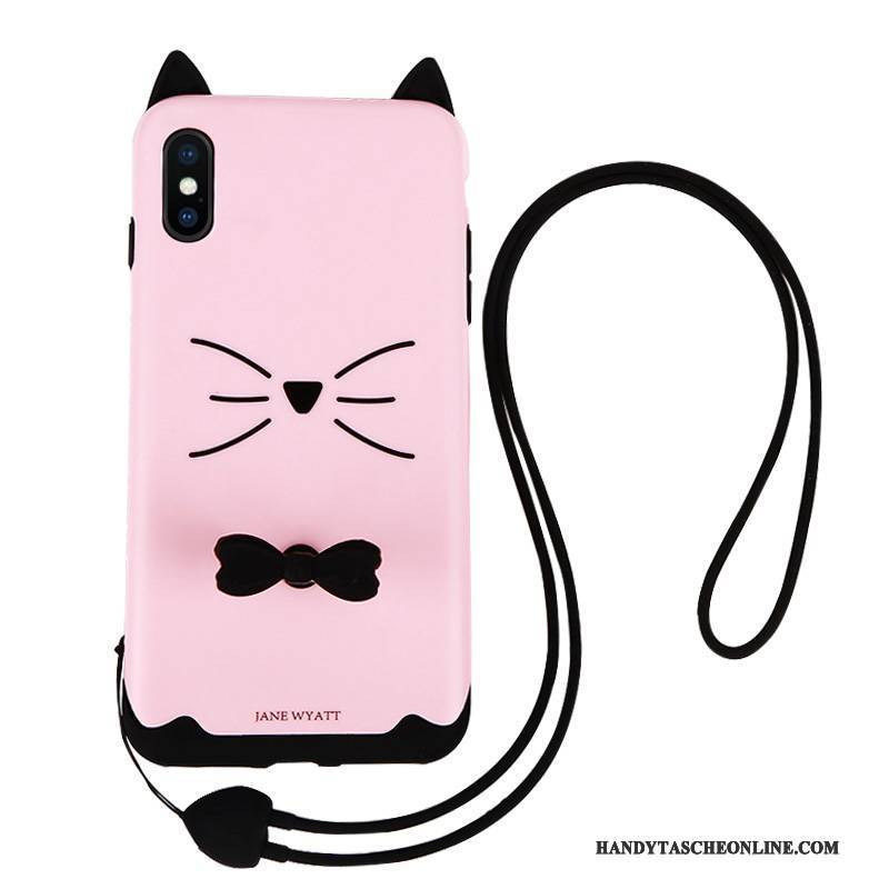 Hülle iPhone X Taschen Nette Nubuck, Case iPhone X Silikon Hängende Verzierungen Rosa