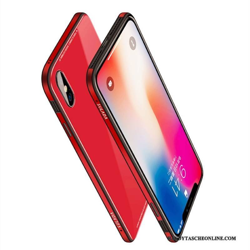 Hülle iPhone X Taschen Trendmarke Glas, Case iPhone X Anti-sturz Rot