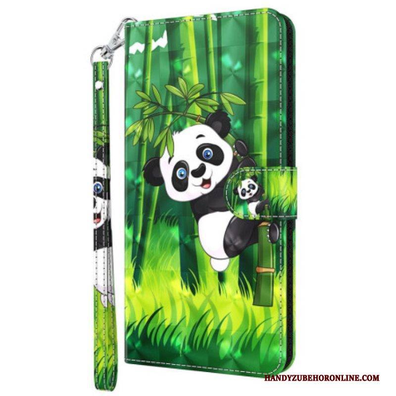 Lederhüllen Für Oppo A94 5G Panda Mit Schlüsselband