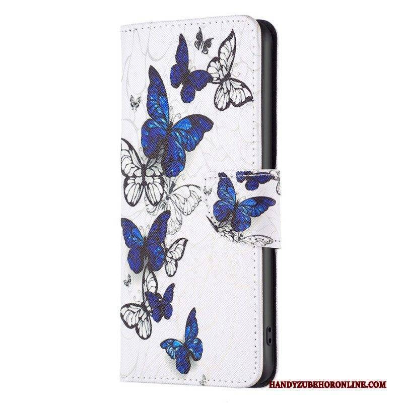 Lederhüllen Für Samsung Galaxy A14 / A14 5G Bunte Schmetterlinge