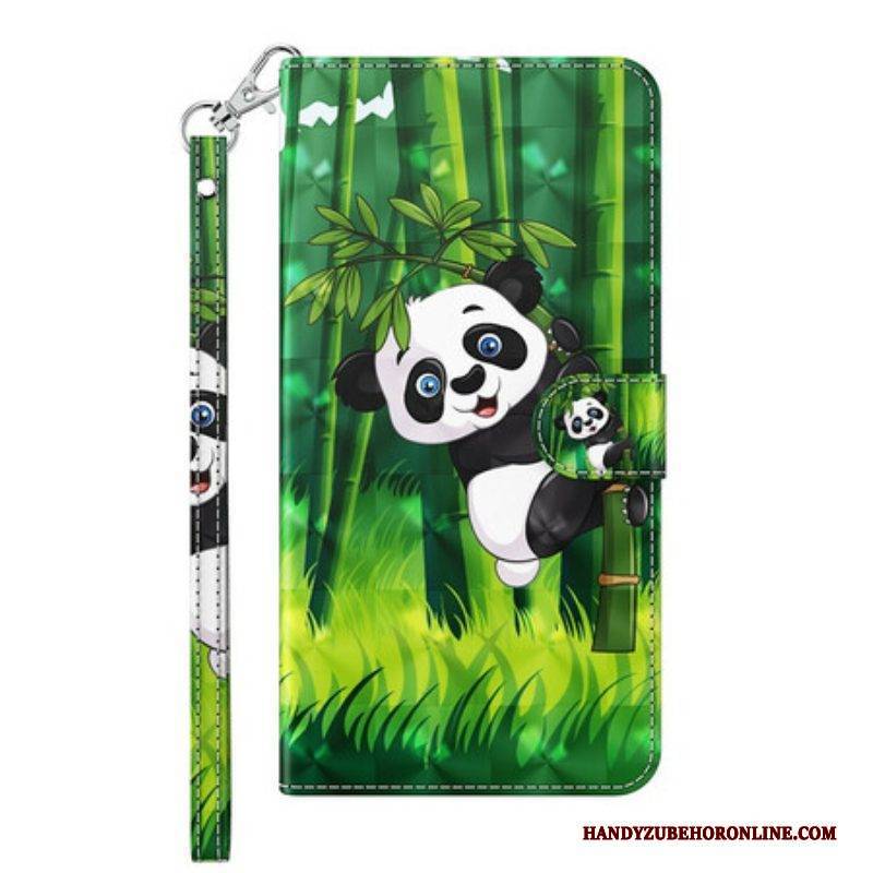 Lederhüllen Für Samsung Galaxy M12 / A12 Panda Und Bambus