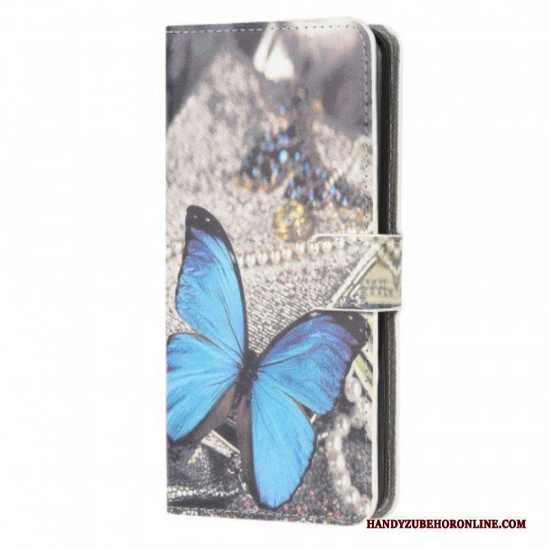 Lederhüllen Für Samsung Galaxy M53 5G Blauer Schmetterling