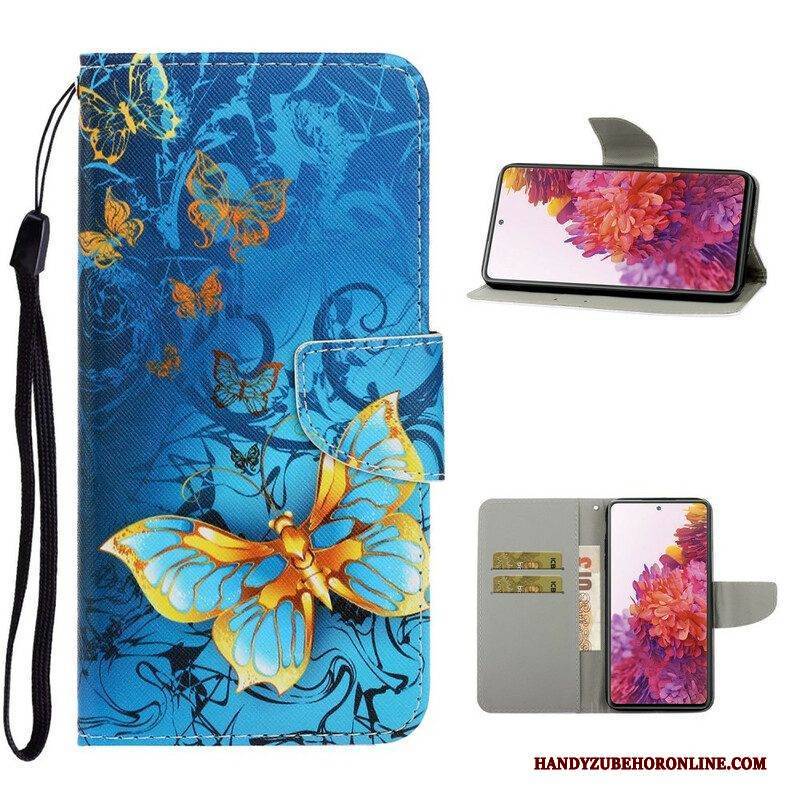Lederhüllen Für Samsung Galaxy S20 FE Mit Kordel Variationen Von Schmetterlingsriemen