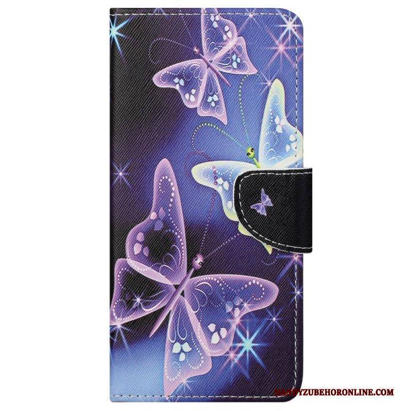 Lederhüllen Für Samsung Galaxy S23 5G Erhabene Schmetterlinge