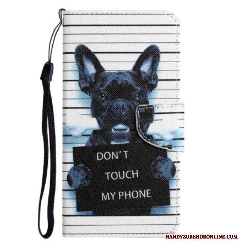 Lederhüllen Für Samsung Galaxy S23 Ultra 5G Mit Kordel Hund Berührt Mein Telefon Nicht Mit Lanyard