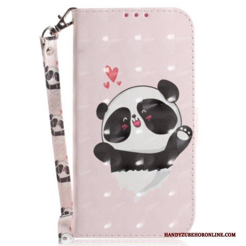 Lederhüllen Für Xiaomi 12 / 12X Mit Kordel Panda Love Mit Schlüsselband