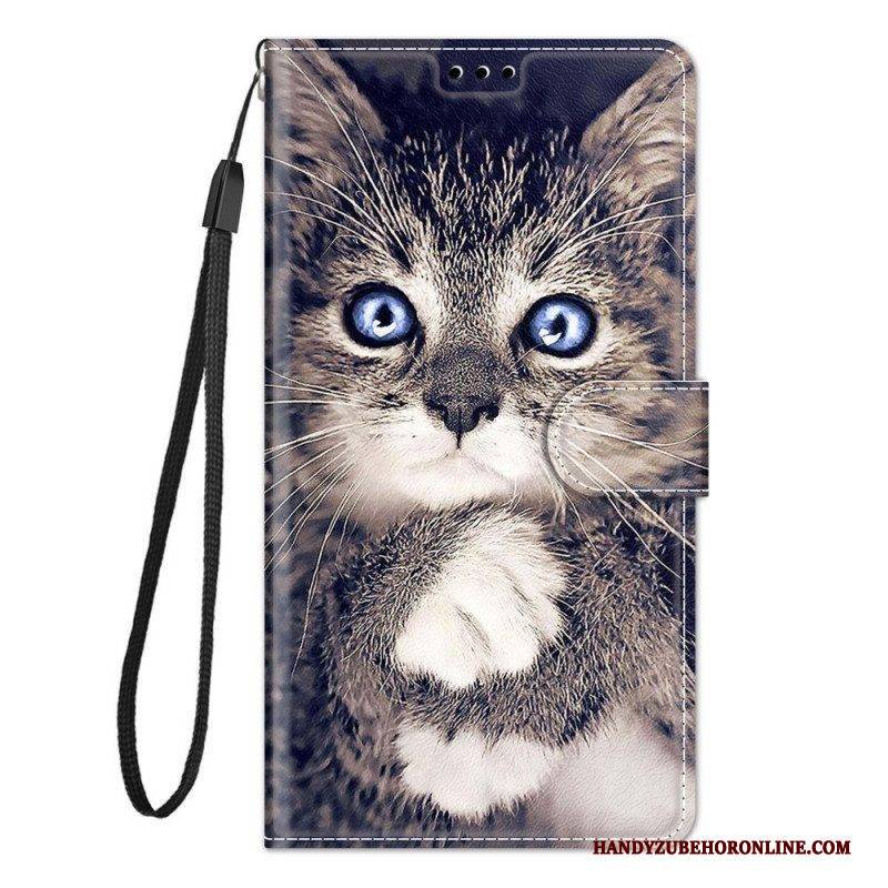 Lederhüllen Für Xiaomi Redmi Note 10 Pro Mit Kordel Zu Süße Katze Mit Riemen