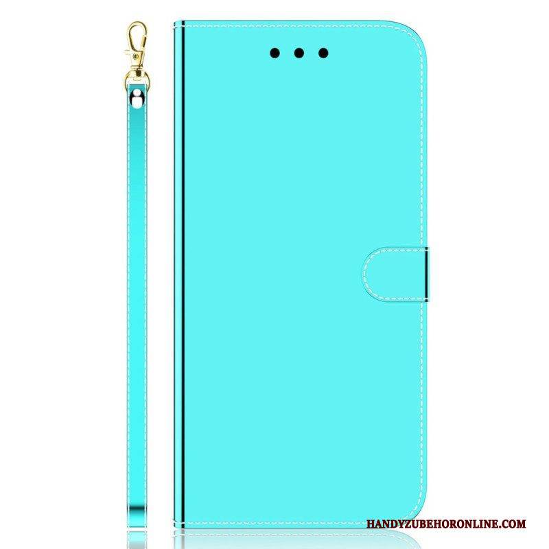 Lederhüllen Für Xiaomi Redmi Note 12 4G Spiegelimitat Aus Leder Mit Riemen