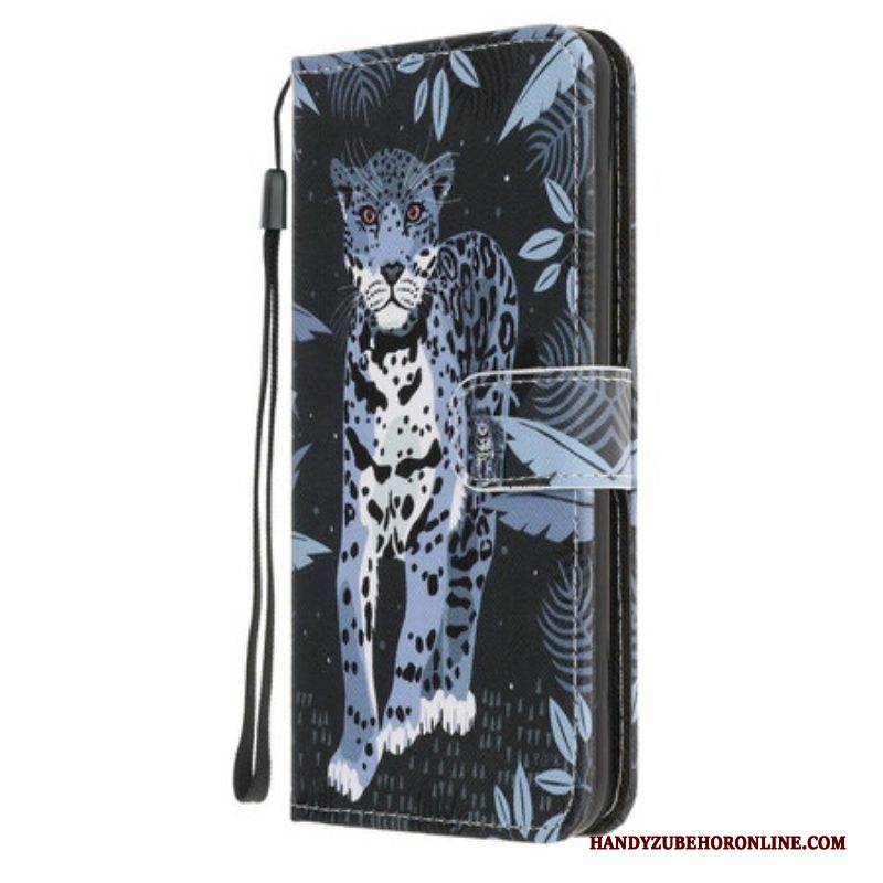Lederhüllen Für iPhone 13 Mini Mit Kordel Riemchen-leopard
