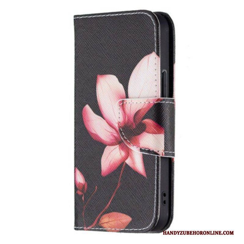Lederhüllen Für iPhone 13 Mini Pinke Blume
