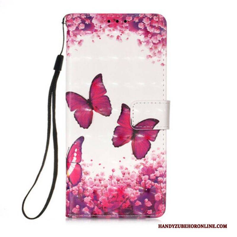 Lederhüllen Für iPhone 13 Pro Max Rote Schmetterlinge