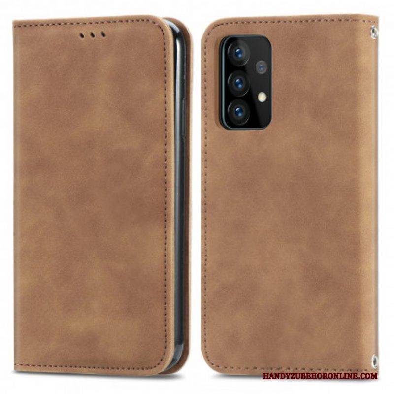 Schutzhülle Für Samsung Galaxy A52 4G / A52 5G / A52s 5G Flip Case Schicker Ledereffekt