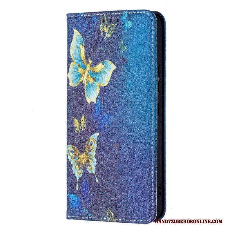 Schutzhülle Für Samsung Galaxy S22 5G Flip Case Bunte Schmetterlinge