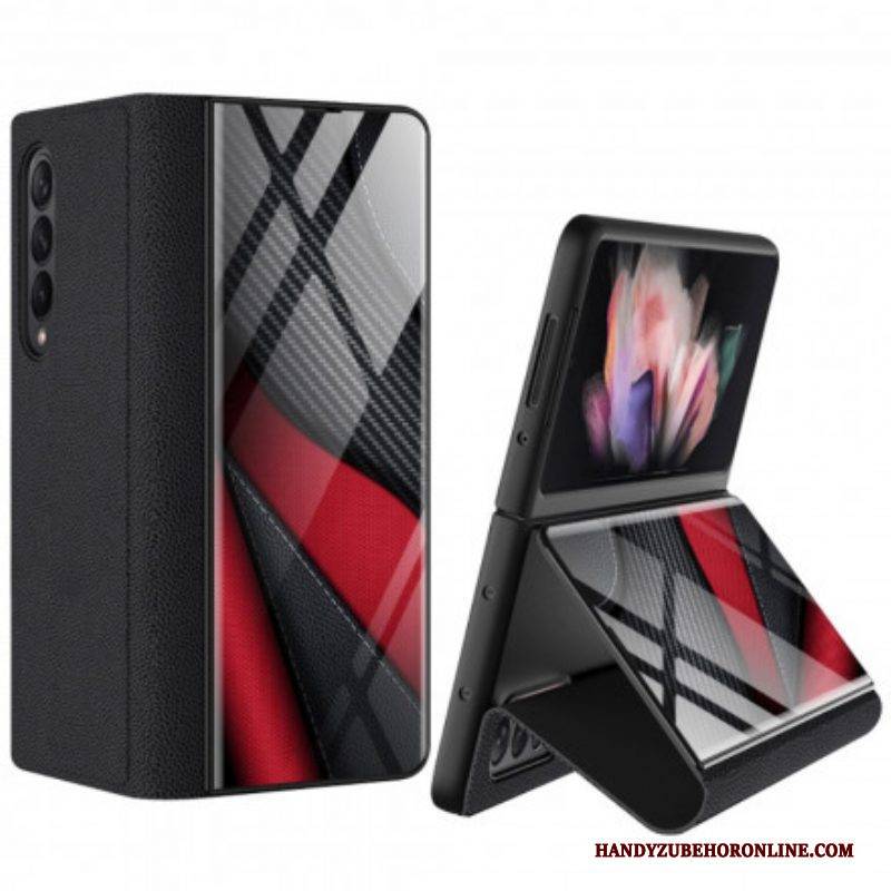 Schutzhülle Für Samsung Galaxy Z Fold 3 5G Flip Case Gkk Carbon Gehärtetes Glas